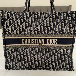 DIOR Christian Dior Oblique Navy Book Tote Bag